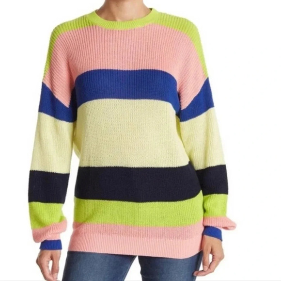 Abound striped colorblock knit sweater‎ crew neck multicolor size small NWT - Picture 3 of 7